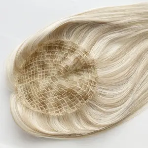 मानव बाल टम्पर में थोक शीर्ष ग्रेड यूरोपीय मानव बाल हाइलाइट रंग सिल्क बेस टॉपर क्लिप