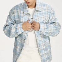 Manteau décontracté à carreaux frais bleu printemps pour hommes