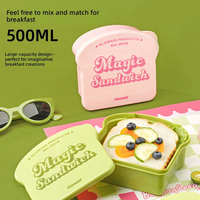 Boîte de rangement alimentaire en plastique micro-ondable au design élégant pour sandwichs, toasts, repas quotidiens, conservation des aliments frais
