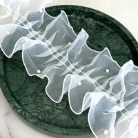 Ruban en organza transparent perlé avec volants ondulés pour robes de mariée, confection de vêtements, accessoires pour cheveux et loisirs créatifs (DIY) - Vente en gros