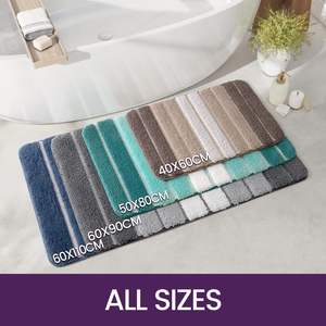 Tapis de salle de bain moderne minimaliste à rayures, absorbant l'eau, en polyester, antidérapant, résistant aux taches - Product Image 2