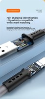 Câble USB multifonction 3-en-1 ultra-rapide 66W, 5A, tressé plat, pour synchronisation de données, triple port, commande en gros pour le bureau