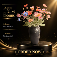 Fleurs de pavot artificielles en soie, style Grasse, tiges florales artificielles pour mariage, décoration intérieure, accessoire de photographie