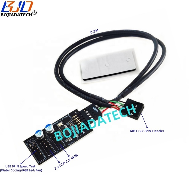 Motherboard USB 9Pin Header 1 to 3 * 9Pin Hub Splitter Adapter Card With 30CM Extension Cable for Water Cooling/RGB Led/Fan