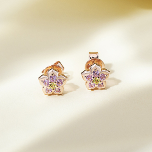 Boucles d'oreilles pour femmes MSE-968 en argent, avec diamants de laboratoire et pierres précieuses, mignonnes pour un usage quotidien - Product Image 2