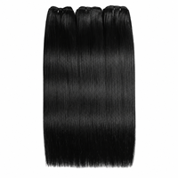Extensions de cheveux humains tissées à la machine, lisses, double épaisseur, pour perruques, pointes pleines, vente en gros d'usine