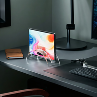 Dudukan Laptop Vertikal Akrilik Transparan - Pengatur Meja Hemat-Ruang untuk MacBook, Samsung, HP