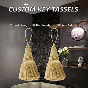 Borlas de poliéster con lazo de 25 cm para manualidades DIY, accesorios textiles para el hogar, decoración de cortinas, color personalizado, hecho en China - Product Image 2