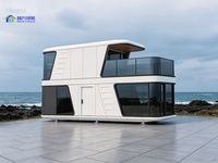 Maison-capsule spatiale à double étage de 20 pieds avec terrasse panoramique sur le toit, système intelligent complet, séjour de luxe en glamping
