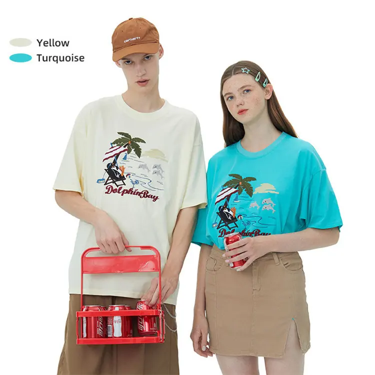 2023 Summer New Fashion Embroidery Vintage T-Shirt Round Neck Short Sleeve Oversized Casual Color T Shirt Design For Men Women