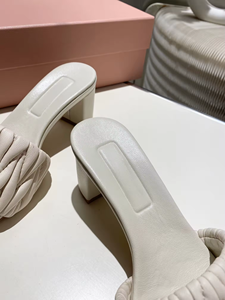 Sandales à talons hauts de luxe de marque de créateur pour femmes, en cuir véritable, mode, bout ouvert, pantoufles d'été, chaussures pour femmes - Product Image 3