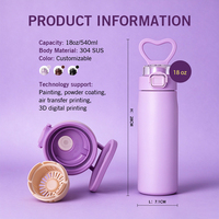 Bouteille d'eau en acier inoxydable Everich New 18oz avec couvercle à poignée, 100% étanche, garde les boissons chaudes pendant 12h et froides pendant 24h pour un usage quotidien