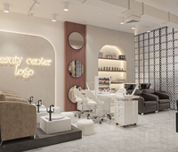 Conception d'intérieur pour salon de manucure et de beauté, service de rénovation complet sur mesure pour salon de coiffure commercial, décoration de salon