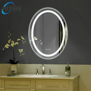 Nuovo design specchio ovale corpo intero anti elettrico bagno specchio sbrinatore di forma ovale touch screen led specchio