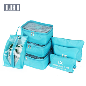 LHI 7 <span class=keywords><strong>Set</strong></span> impermeable maleta de equipaje, acabado ropa organizador bolsa viajes de malla de almacenamiento de bolsas - Product Image 1