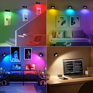 RGB CCT Puck Lights Modern 360 ° Rotación LED Gabinete Luces Batería Regulable <span class=keywords><strong>Armario</strong></span> <span class=keywords><strong>Luz</strong></span> Control remoto Aplique de pared - Product Image 2