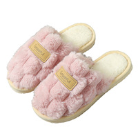 Nouvelles pantoufles douillettes en fourrure pour femmes KJ 2027, pantoufles ouvertes en fourrure pour la maison, tongs silencieuses d'intérieur pour l'automne et l'hiver, confortables, semelles souples en EVA
