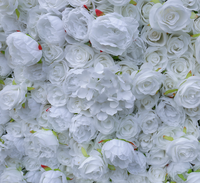 Mur floral artificiel en soie, rose blanc et rose, 3D 5D, 8ft x 8ft, haute simulation, moderne, pour la Fête des Mères et Noël
