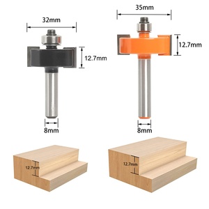 Juego de brocas de enrutador con 5 rodamientos ajustables, brocas de corte de ranura, puntas de carburo, 2 unidades - Product Image 2