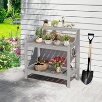 Banc de jardin multi-niveaux gris en plastique HDPE, étagères de rangement en bois, anti-rouille, ne se décolore pas, pour jardin, balcon, cour