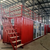 Modulaire Préfabriqué 1 Chambre Minuscule Hôtel Cuisine 40ft Conteneur Maison Escaliers Clôtures-Solution de verre clé en main Panneau sandwich