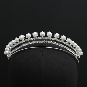 Accessoires de cheveux de mariée demi-rond en strass, bandeau en cristal perlé, <span class=keywords><strong>couronne</strong></span> d'anniversaire - Product Image 6