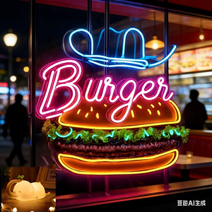 Letrero LED de Neón Personalizado Multicolor para Catering, Publicidad de Cafeterías y Restaurantes, Decoración de Empresas con Diseño de Desayuno/Jugo/Hamburguesa - Product Image 3