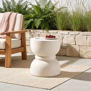 Mesa Auxiliar de Hormigón para Exteriores, Taburete Decorativo Redondeado para Jardín, Uso en Interiores y Exteriores - Product Image 1