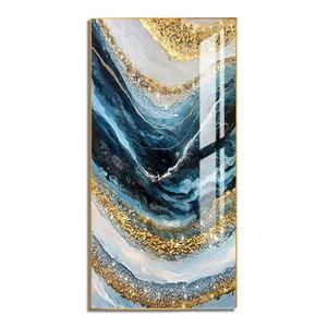 Venta al por mayor de fábrica: Cuadros colgantes LED de porcelana de cristal abstractos de lujo, base de lienzo personalizada, decoración de paisajes para sala de estar - Product Image 5