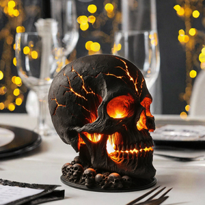Halloween Gothic Resin Sculpted Model <b>Table</b> <b>Lamp</b> Glowing Lava Crack Night Light USB Powered Party Decor - Product Image 3