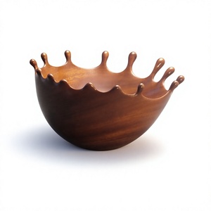 Handmade Wooden Tabletop <b>Bowl</b> Contemporary Design Natural Finish Artisan Crafted Decorative Serving <b>Bowl</b> Home Kitchen - Product Image 2