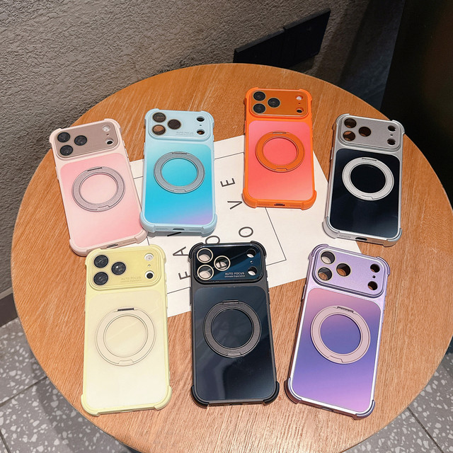Gradient 360 Ring Magnetic Charging Shockproof Full Cover Shell Anti-Drop PC TPU Phone Case for iPhone 17 Pro 17 17 Pro Max