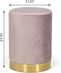 Functional Modern Space Saving Velvet Pouf Round Green Fabric <b>Storage</b> Bench Ottoman <b>Stool</b> for Bedroom Apartment - Product Image 3