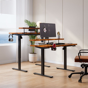 Table de bureau ergonomique moderne en bois, réglable en hauteur, avec support métallique modulaire, un moteur, 2 niveaux, pour position assise-debout - Product Image 3