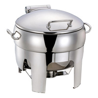 Chauffe-plat rond à induction professionnel en acier inoxydable avec couvercle vitré à charnières pour buffet d'hôtel et restauration