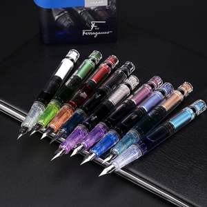 Stylo plume en plastique transparent à encre multicolore en cristal clair pour écrire des finances - Product Image 1