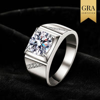 Bague pour homme en argent 925 avec moissanite 1ct 2ct certifiée GRA VVS1, bijoux fins, mariage, fiançailles, vente en gros