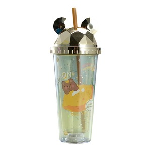 Double Walled Plastic Straw Cup Mickey Mouse Ears Cartoon Fruit Design Student Portable Water Bottle 500Ml - Product Image 5