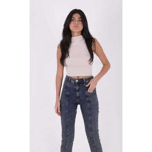 Pantalones Vaqueros Acampanados de Cintura Alta, Transpirables, con Dobladillo Cosido Frontal, Estilo Urbano Holgado, Talla XL, con Decoración de Logotipo y Agujeros - Product Image 2