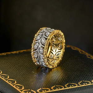 Anello Bicolore con Design a Foglia di Grano, Anello Ispirato alla Natura per Donne - Product Image 3