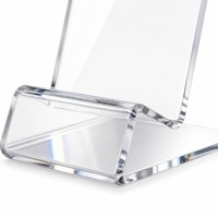 Support de téléphone moderne en acrylique transparent poli, design monobloc sans couture, accessoires de bureau