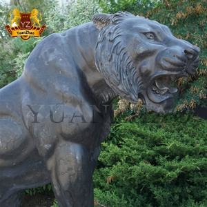 Estátua de tigre pedra mármore natural, escultura de tigre pedra preta - Product Image 5