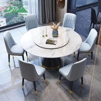 Wayon Luxus-Esstisch aus gesintertem Stein mit Lazy Susan, runder Tisch mit italienischer Ananas-Basis, modernes minimalistisches Set für Zuhause