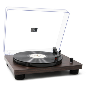 Tourne-disque <span class=keywords><strong>à</strong></span> 3 vitesses avec Bluetooth, finition bois, avec couvercle anti-poussière, lecteur de disques vintage avec haut-parleurs stéréo intégrés pour la maison - Product Image 2