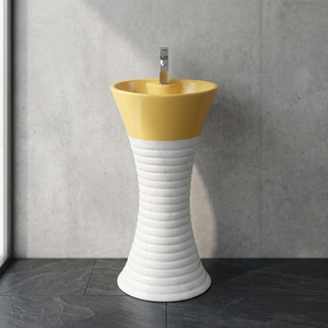 Lavabo Moderno con Pedestal, Sanitario de Cerámica, Lavabo con Pedestal de Mármol - Product Image 5