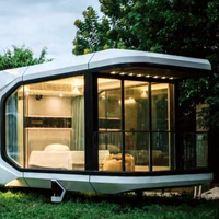Capsule spatiale de luxe pour le camping, maison mobile en verre, maison préfabriquée moderne, maison mobile touristique, maison conteneur
