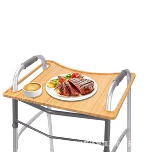 Cross-border <b>wooden</b> mobile <b>table</b> tray with cup holder, <b>foldable</b> portable tray, walker tray, pedestrian tray - Product Image 5