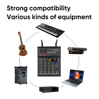 Mezclador de Sonido EQ de 4 Canales para DJ, KTV y Karaoke con 2 Micrófonos UHF, 16 DSP, Mezclador con Alimentación Phantom de 48V