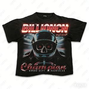 Haute qualité Vintage hommes soleil fané lavage à l'acide Hip Hop lourd strass 100% coton imprimé Animal sérigraphie surdimensionné - Product Image 1