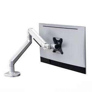 Support de moniteur ergonomique 32 pouces, argenté, pneumatique, VESA, fixation au bureau, haute capacité de charge, design articulé - Product Image 2